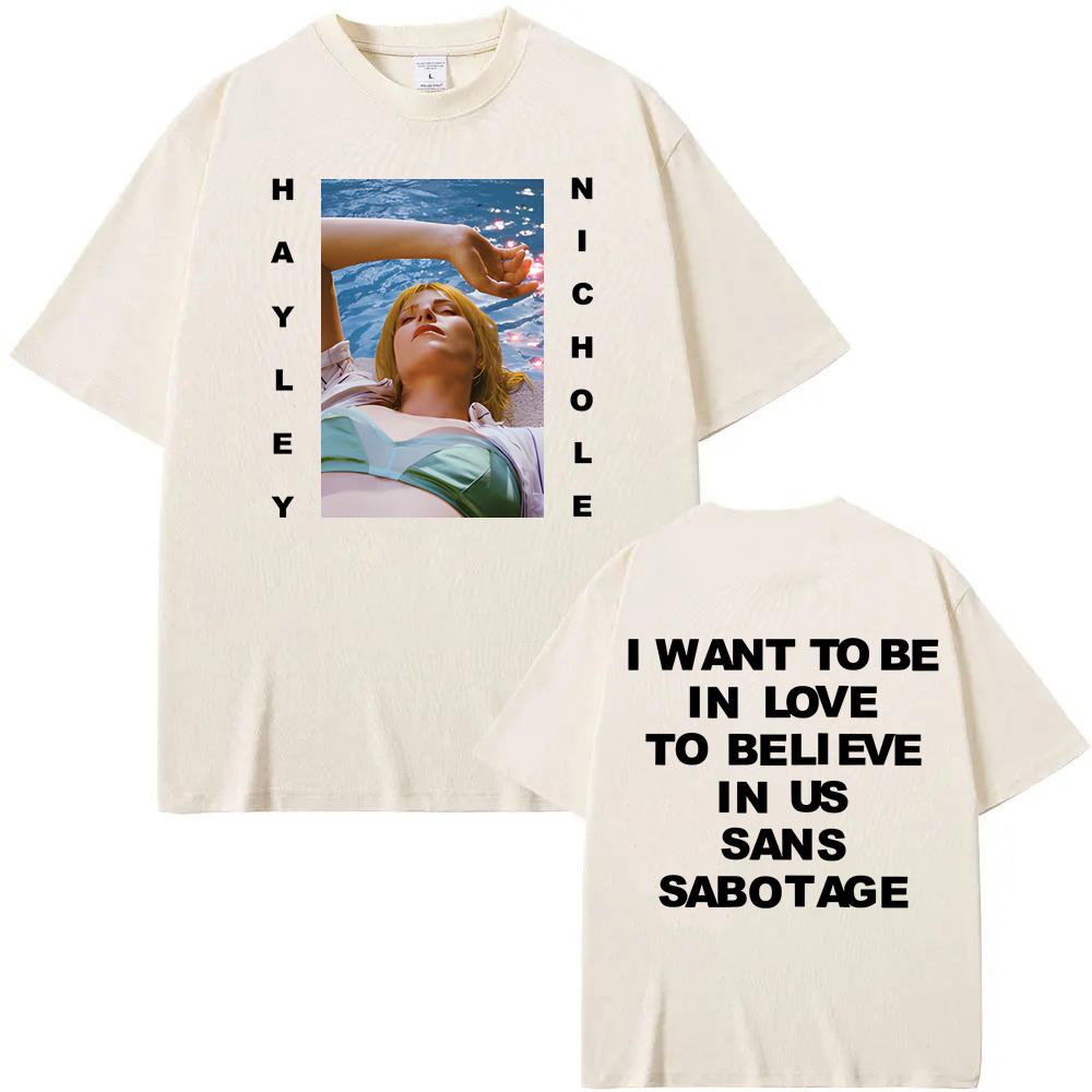 Hayley Williams T-shirts 2025 Summer Rock Sleeve Oversized 100%Cotton Clothes Round Neck High Quality Singer's same style tops