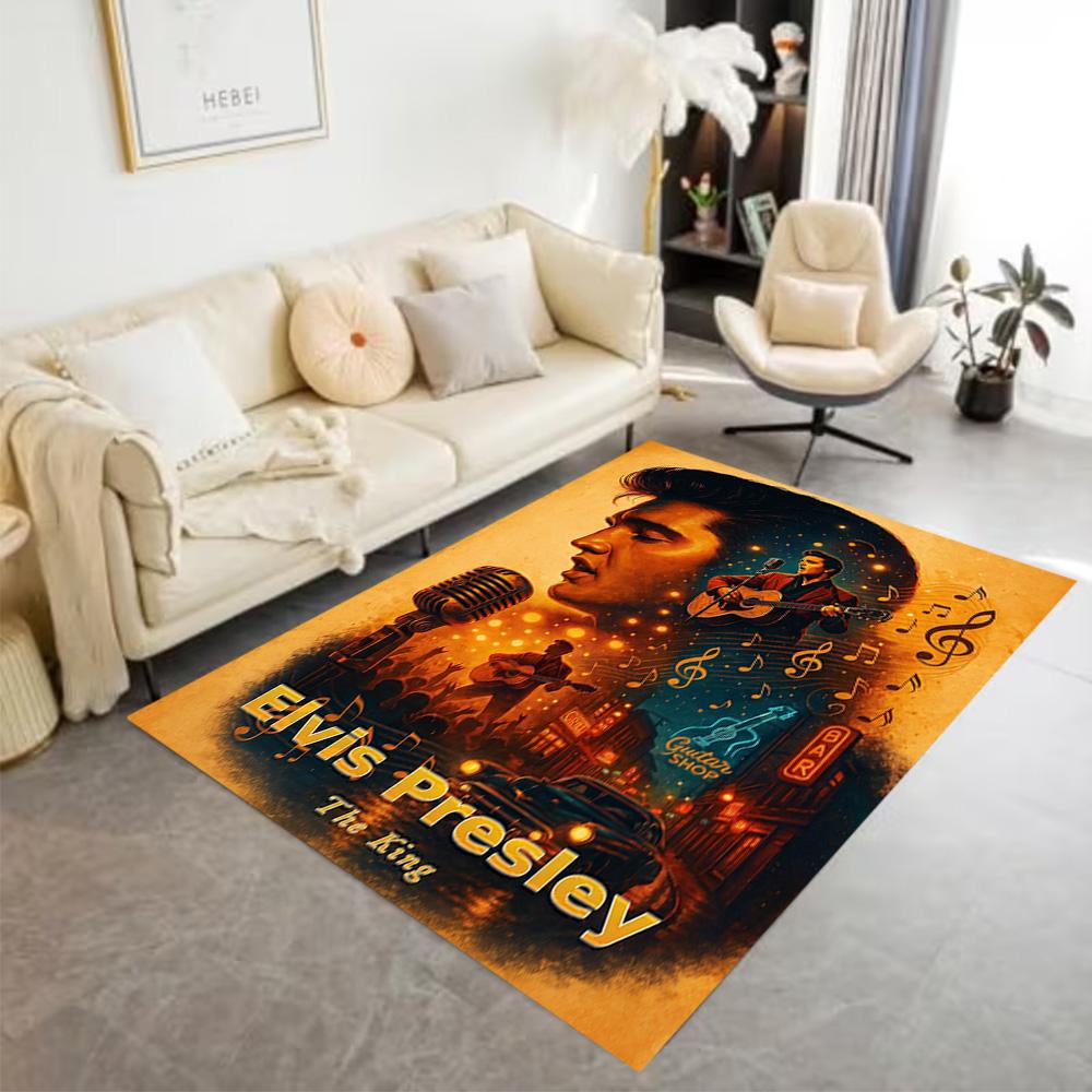 Elvis Presley: Rock Roll Floor Mat Suitable for Outdoor Hallway Dining Room Kitchen Anti-slip Rug Office home decor Gift for Festivals