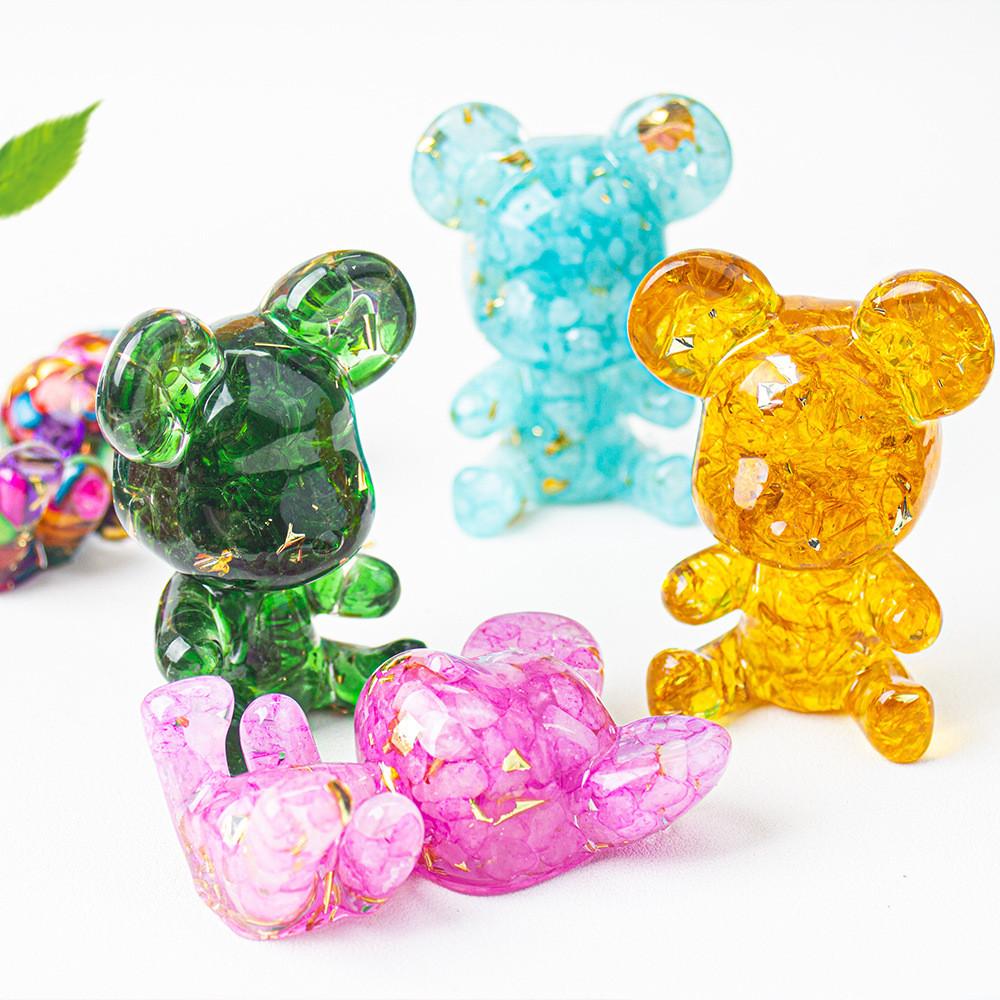 Crystal Resin Bear Car Air Vent Decor With Water Crystal And Crown For Gift Giving