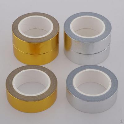 6 Rulo Metalik Dekoratif Washi Maskeleme Bandı, Scrapbooking Yapışkanı