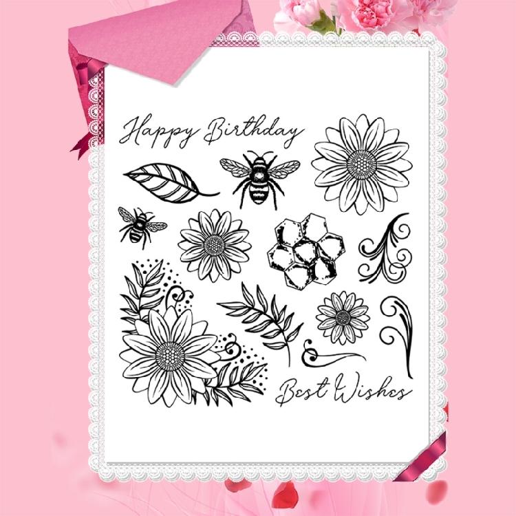 Clear Stamp Seals Flowers Transparent Stamp Leaves Silicone Stamp for Cards Journal Scrapbooking Photo Decorations