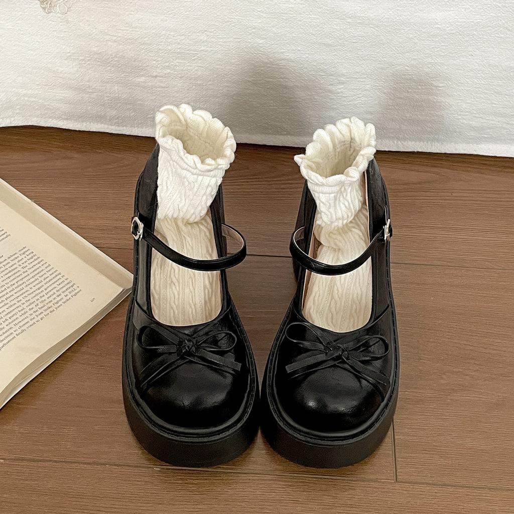 Retro Black British Style Thick High-heeled Small Leather Shoes Women's 2025 New Summer Skirt Versatile Mary Jane Single Shoes
