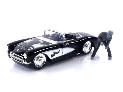 Universal Monsters 1957 Chevy Corvette Araba Kurt Adam Oyuncakları Çocuklar ve Yetişkinler için 124 Die-cast & 2.75" Figür,
