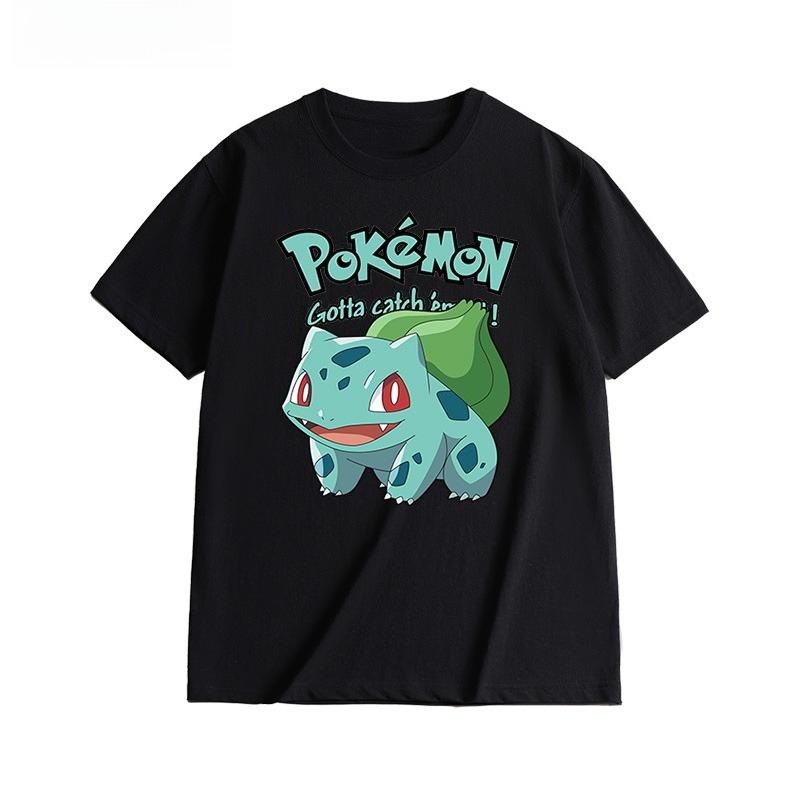 MINISO Pokemon Couple Short Sleeve Cartoon Psyduck  Number T-Shirt Cute Men Women Couples Y2k Children Outdoor Sports T-Shirts