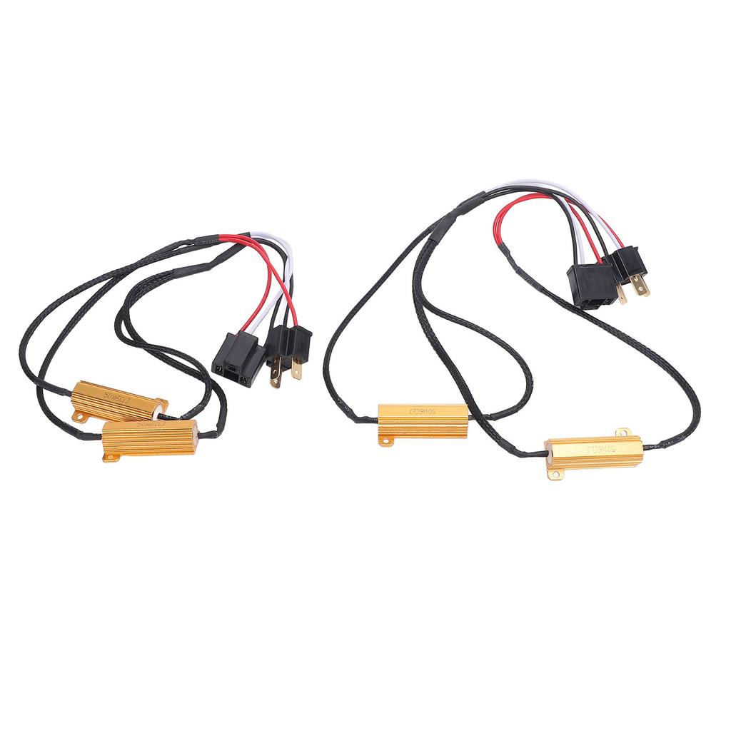Pair of LED Load Resistor 50W 6ohm H4 9003 Anti Flickering LED Decoder Relay Harness Adapter for Turn Signal Daytime