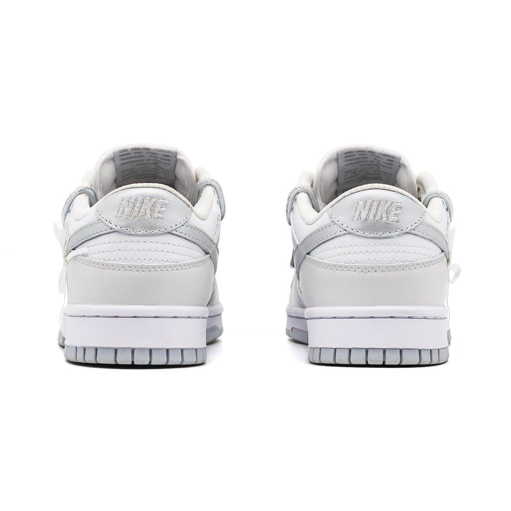 Nike Dunk Leather Slip Resistant Cushioning Abrasion Resistant Low top Skateboard Shoes Women's White Silver DH9765-102(Team52-S-BOX)
