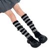 Winter Autumn Ribbed Knitted Leg Warmers Student Contrast Color Striped Foot Covers Middle Tube Calf Socks for Women