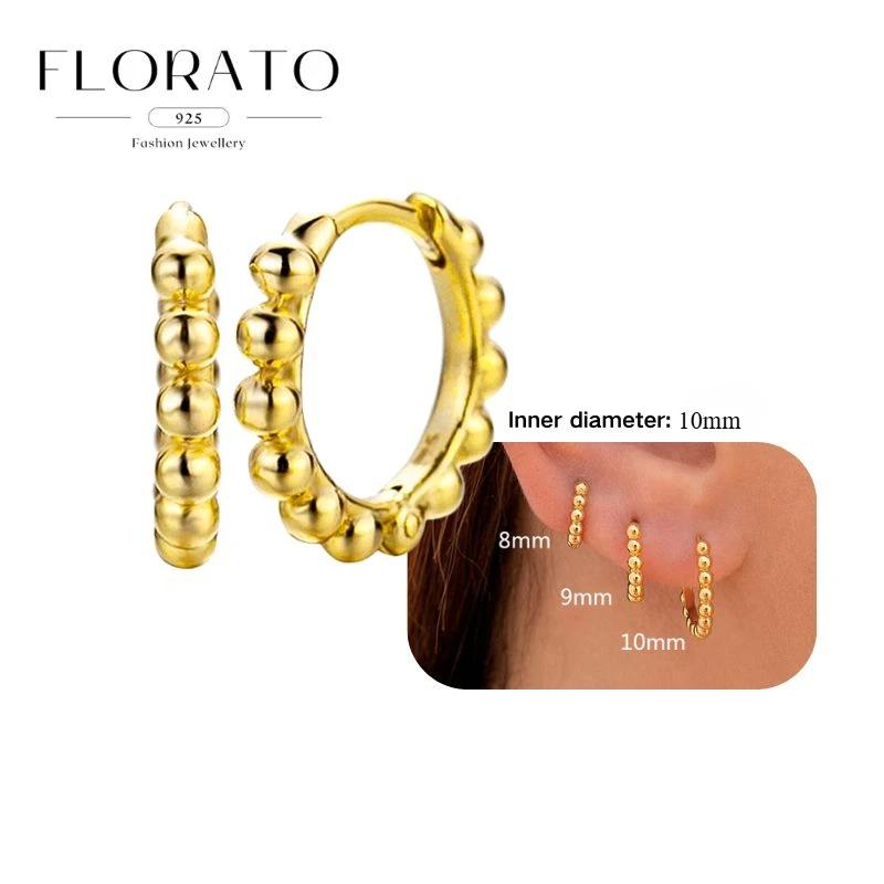 Perforation 925 Silver Ear Needle Minimalist Hoop Earrings Metallic Gold Earrings For Women CZ Fashion Jewelry