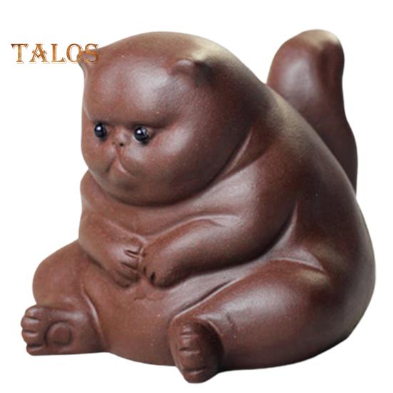 

Очаровательная керамическая чайная фигурка домашнего любимца, сердитый кот, дизайн, тонкая работа, чайный столик, стол, чайная, украшение для дома, орнамент коричневый