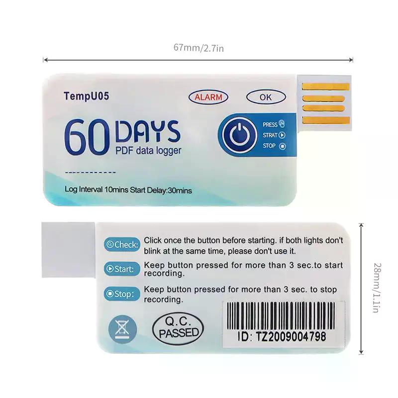 BHBD-Temperature Analyzer Tempu05 Temperature Data Logger 60 Days Disposable Temperature Analyzer PDF USB
