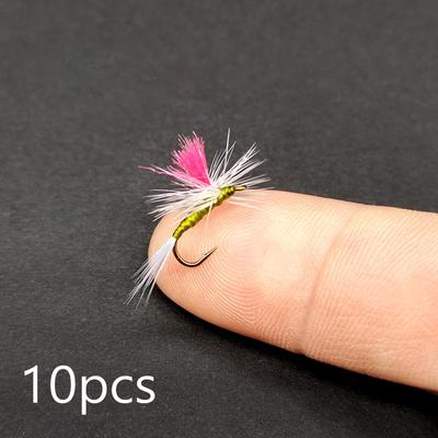 10 Piezas de Señuelos de Pesca con Mosca con Anzuelos, Cebos Duraderos para Exteriores, Cebos Artificiales para Truchas