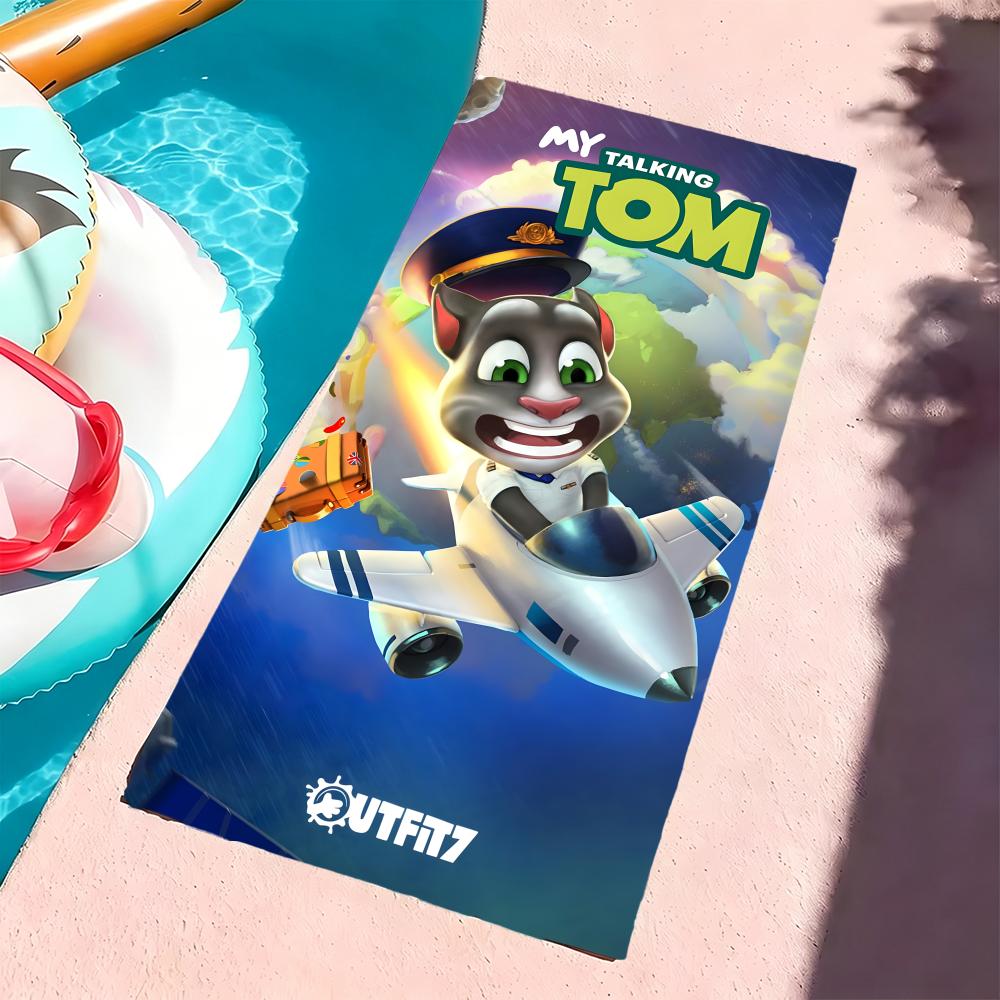 Asciugamano T-Talking Tom & Friends in Microfibra, Asciugatura Rapida, Senza Sabbia, Fibra Ultrafine, Super Morbido.