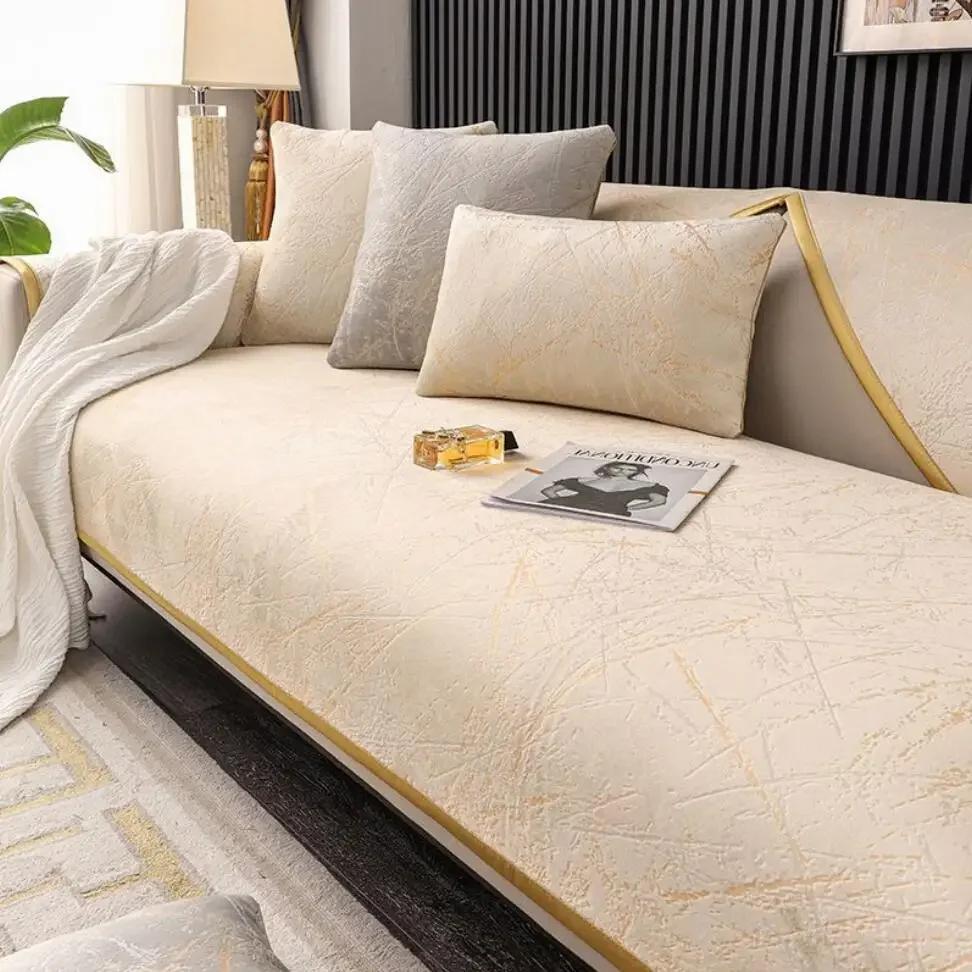 Luxury Sofa Cushions Living Room High-end Modern Winter Non-slip Seat Cushion Four Seasons Universal Armrest Towel Cover Cloth