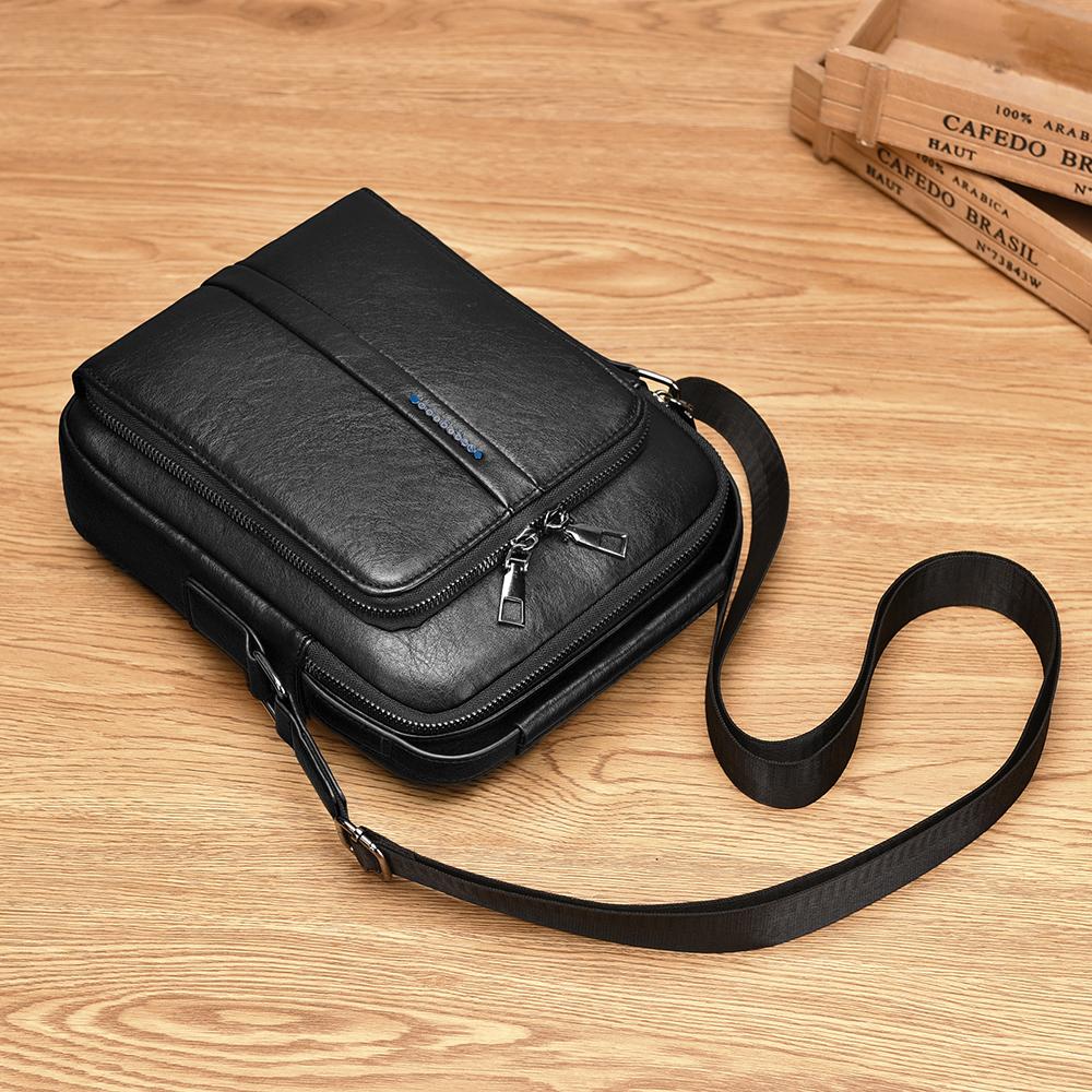 WEIXIER Men's Leather Crossbody Shoulder Bag Waterproof Messenger Sling Satchel Bag for Work Business Travel