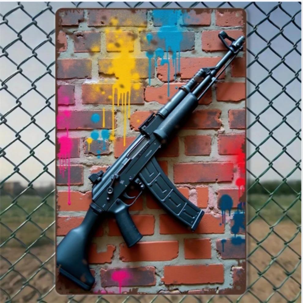 

True Man s Toys 1PC 2D Flat 8*12inch Metal Sign Urban Graffiti Art Brick Wall Decor Panel 20x30cm（7.8x11.8inch）