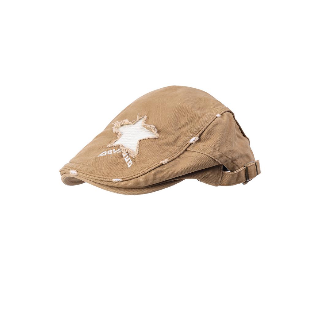 American Retro Old Hole Star Forward Hat Female Autumn And Winter Sweet Cool Face Little Beret Fashion Newsboy Hat