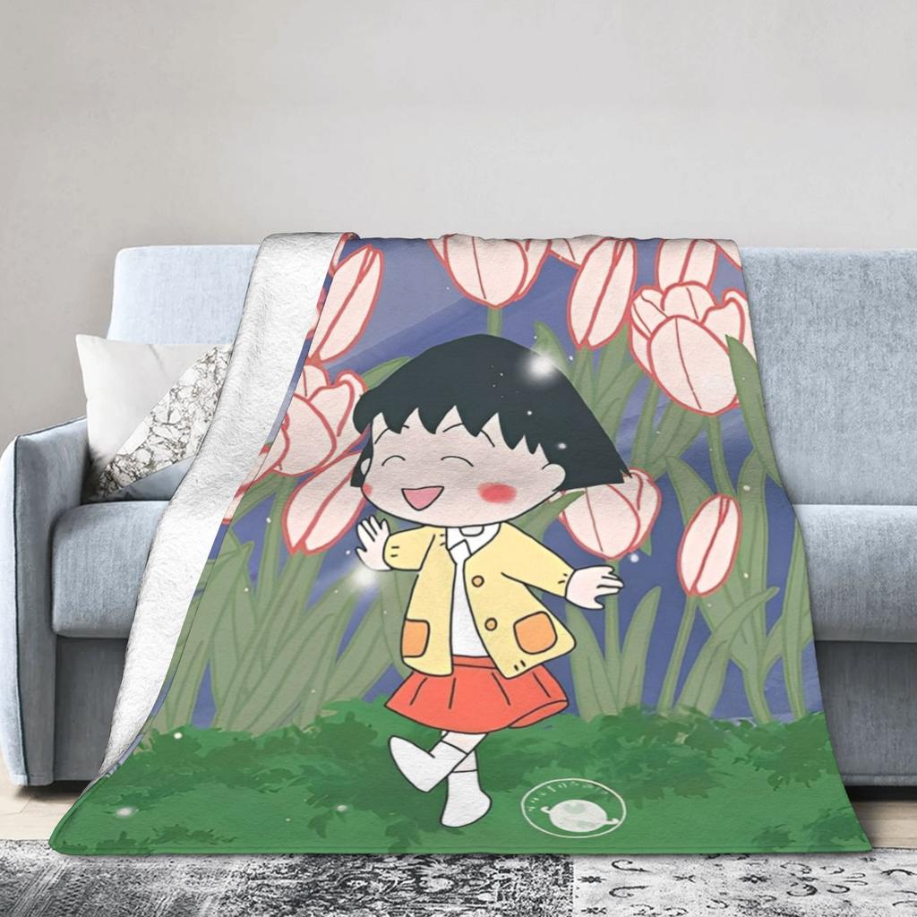 Chibi Maruko Chan Japan Anime Blankets Fleece Multifunction Soft Throw Blankets for Bedding Bedding Throws