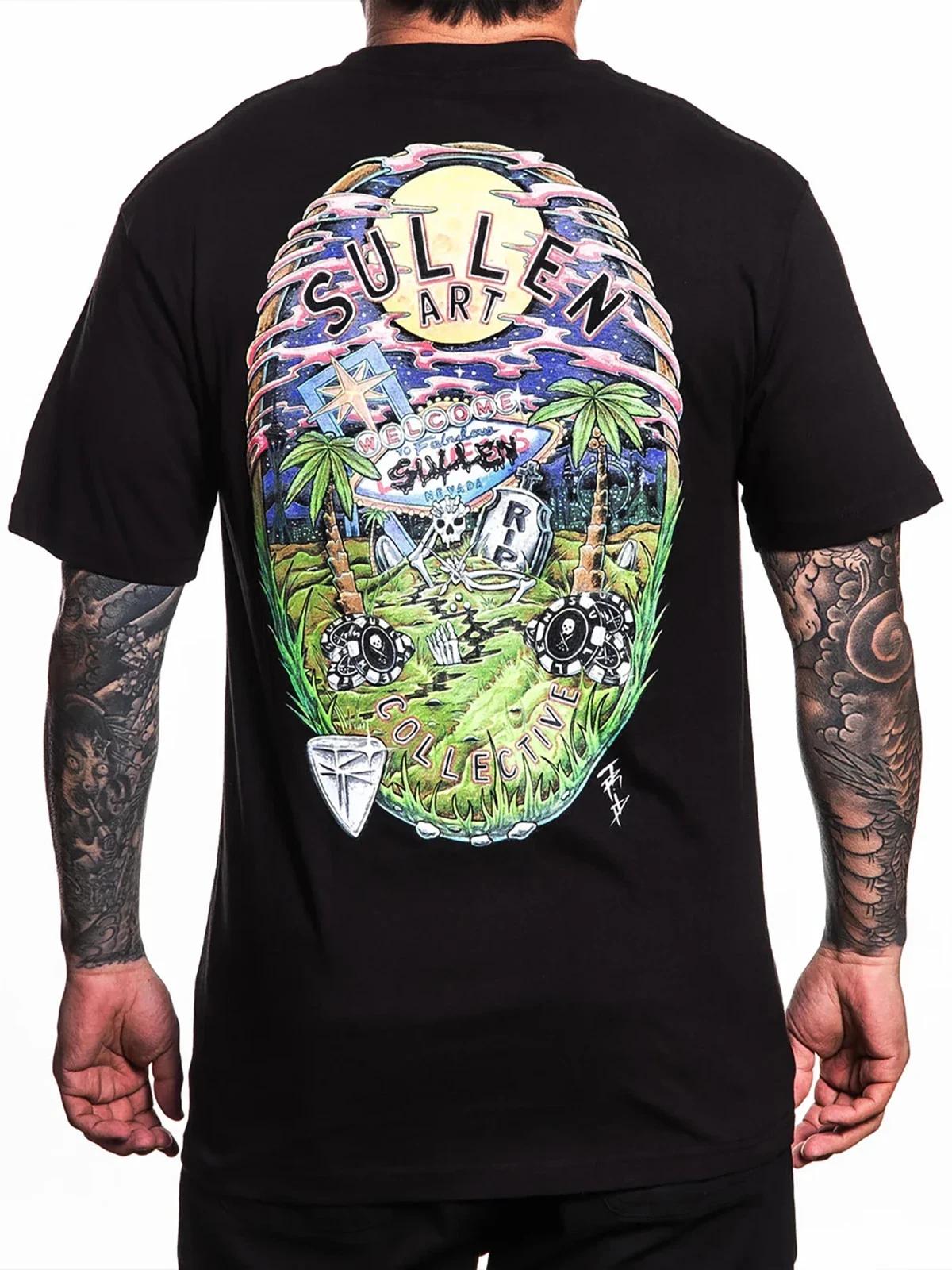 Sullen Men s Rick Trip Short Sleeve Standard T-shirt Neon Trippy Tattoo Art Tee L