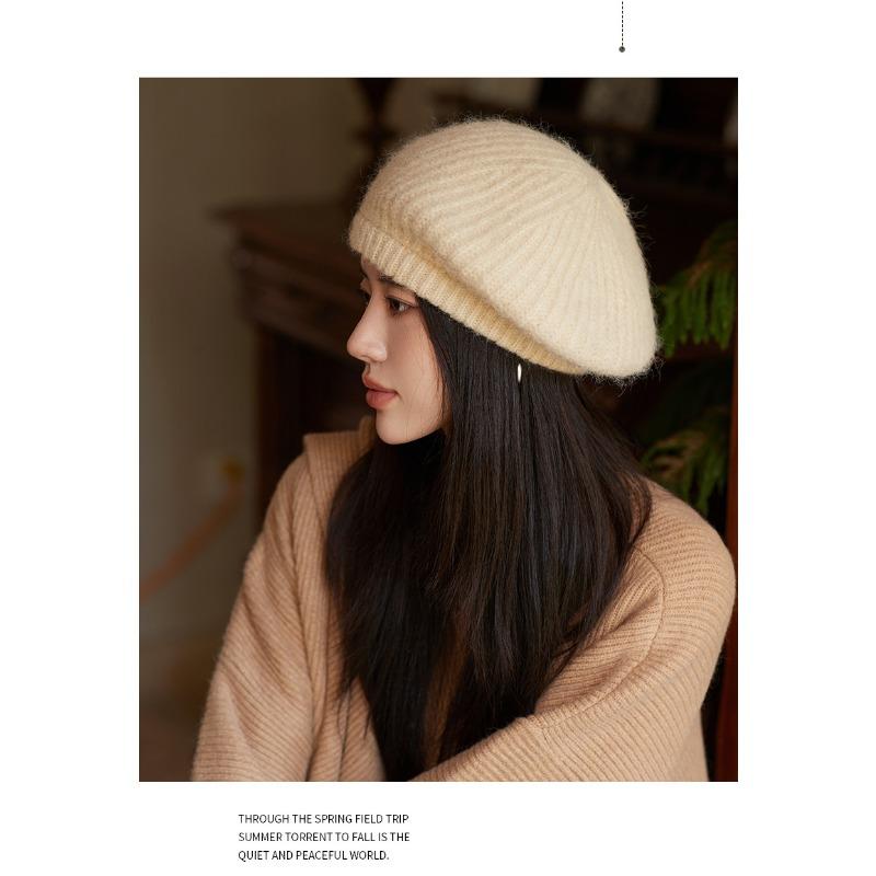 Autumn and Winter Hats, Children's Knitted Warm Woolen Hats, Solid Color Berets