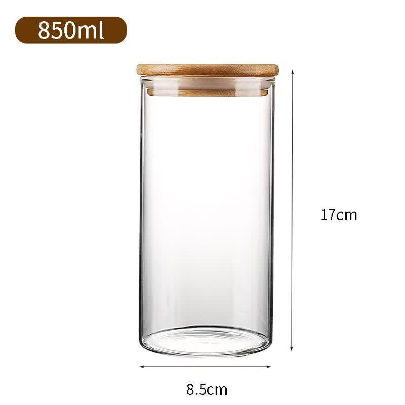 Cylindrical Glass Sealed Tea Caddy