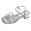 Silver High-end Thick High-heeled Sandals Women's 2025 New Summer Wear Heightening French Square Head Cool Slippers