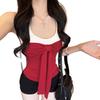 Hong Kong style with chest pad contrasting color bow sling small vest women's summer beauty back strap design sense top tide