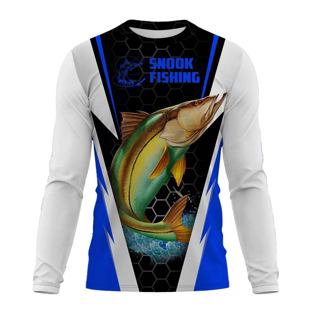 Nové pánské outdoorové rybářské tričko s dlouhým rukávem 3D ryba Potisk vzoru ležérní a módní Top tričko s kulatým výstřihem