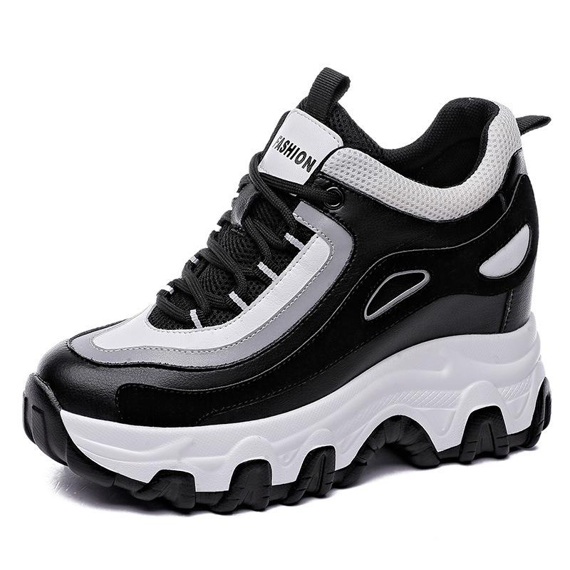 Spring, Autumn and Winter Women's Shoes New Slope Heel Thick-soled Muffin Small Inner Height Increase Casual Sports Shoes