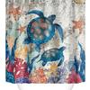 Coastal Marine Shower Curtain: Dolphin, Starfish, Seahorse, Seashell, Sea Turtle - Moisture-Proof, Mildew-Resistant, Waterproof, Beach Bathroom Décor