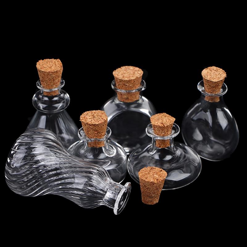 1:12 Dollhouse Mini Wish Bottle Glass Storage Bottle W/Cork Candy Jar Home Decor