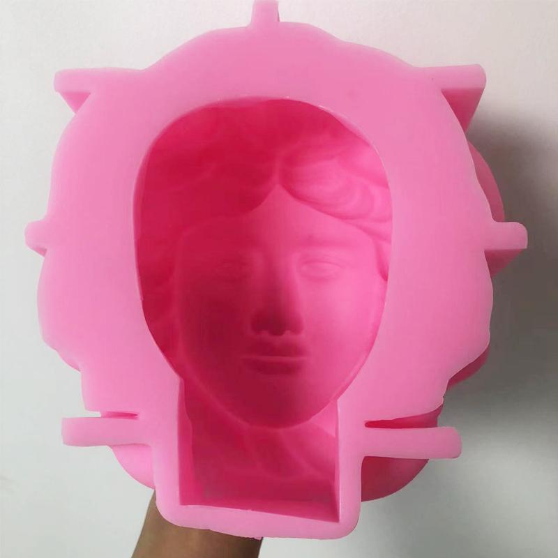 DIY Large Goddess Medusa Snake Head Candle Silicone Mold Mithus David Half Face Statue Epoxy Resin Silicone Mold Home Decor