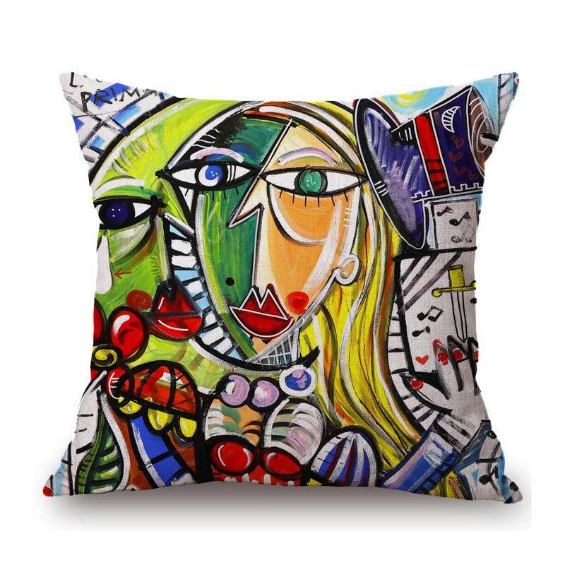 Modern Cubism Abstract Art Home Decoration Charater Realism Cotton Linen Sofa Throw Pillow Case Elegant Cushion Cover