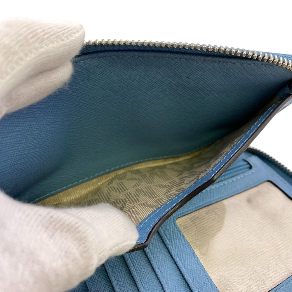 Michael Kors Zip Around Jet set leather Travel Continental Wallet Bifold Wallet blue leather Women Used