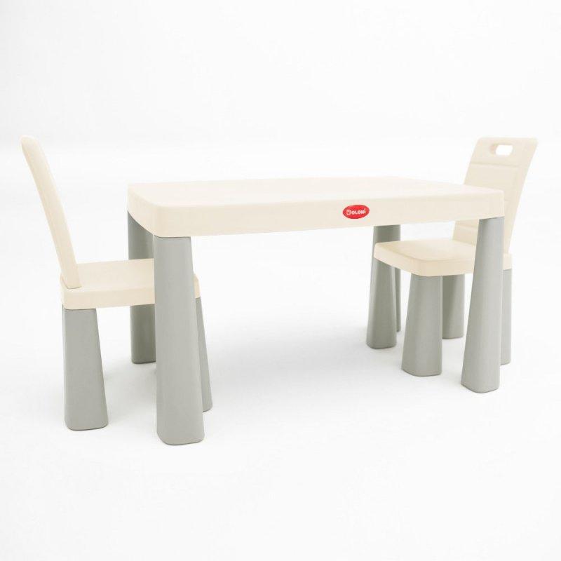 Children's Table + Chairs Plastic - Grey-Beige