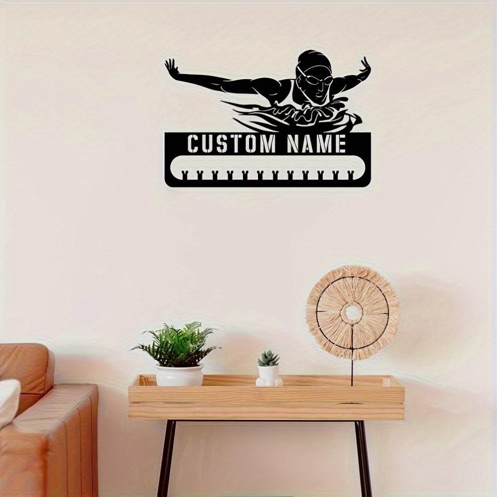 Art Mural Métallique Personnalisable 12 Crochets, Crochets Utilitaires Robustes pour Affichage de Rubans, Plaque Métallique Personnalisée pour Porte-Récompenses de Nageur