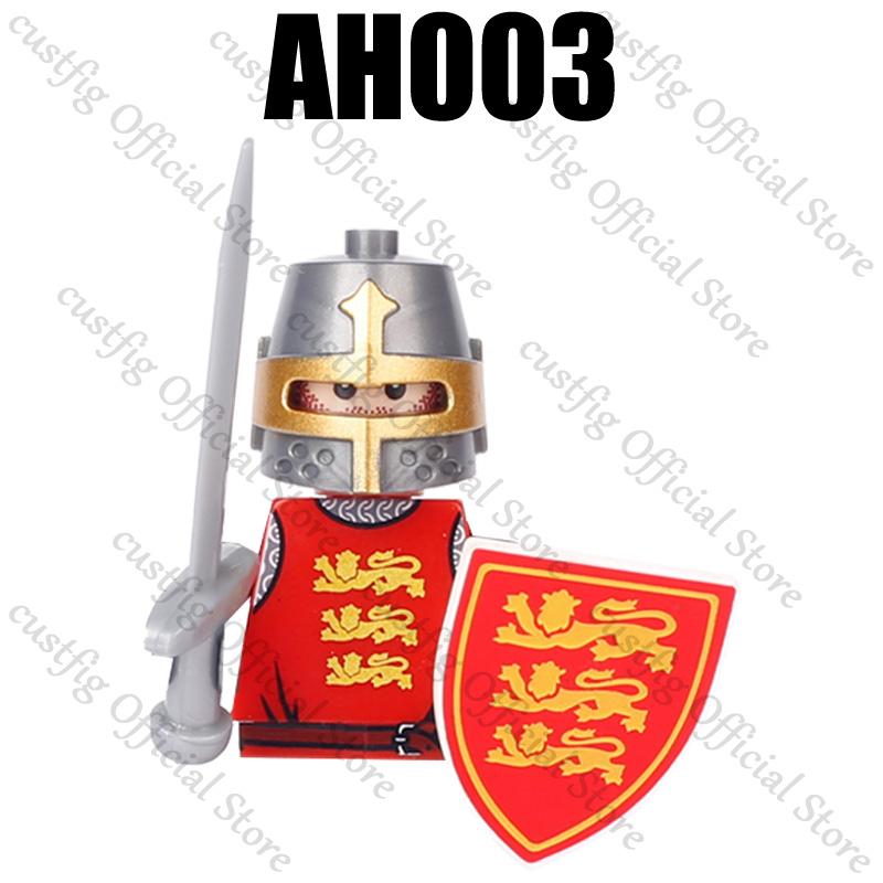 Mittelalterliche Militärsoldaten Figuren Bausteine Löwenherz Deutscher Ritter Waffe Infanterie Schild Helm Burg Hexe Steine Spielzeug