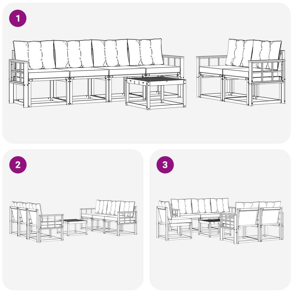 Outdoor Sofa Set with Cushions 7 pcs Natural and Black