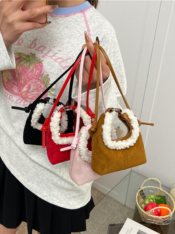 Children's Cute Mini Retro Crossbody Bag - 2025 New Plush-Edged Handbag for Girls