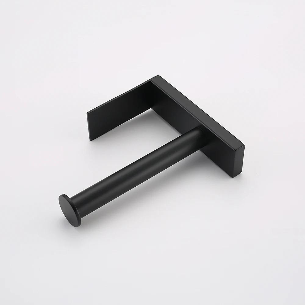 Black Design Easy To Install The Bathroom Kitchen Accessory Self Adhesive Stainless Steel Rustproof Toilet Paper Roll Holder