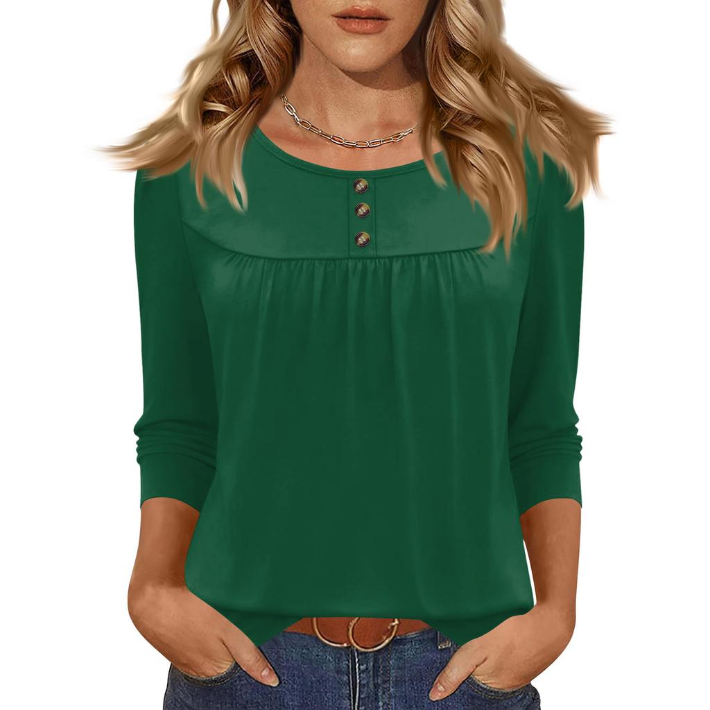 T-shirt casual da donna a manica corta, girocollo, colorata, vestibilità morbida