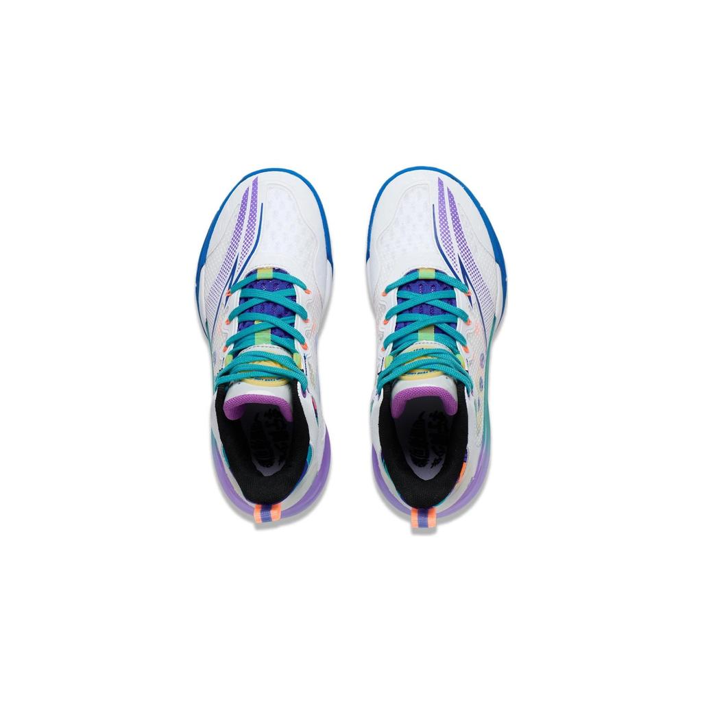 Li Ning Kids Basketball Comfortable Breathable Basketball Shoes Kids Sneakers Standard-White Sauce-Purple Micro-Crystal-Gray YKBT026-5