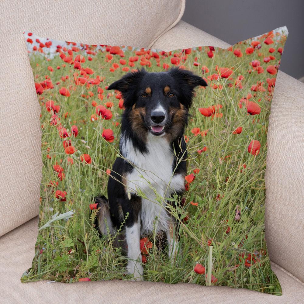 Niedlicher Schäferhund-Muster-Kissenbezug, Hundedruck, dekorativer Kissenbezug, Sofa-Auto-Büro-Kissenbezug