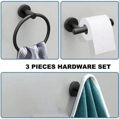 3-teiliges Badezimmer-Accessoire-Set Handtuchhalterring Toilettenpapierhalter und Bademantelhaken-Set SUS 304 Edelstahl