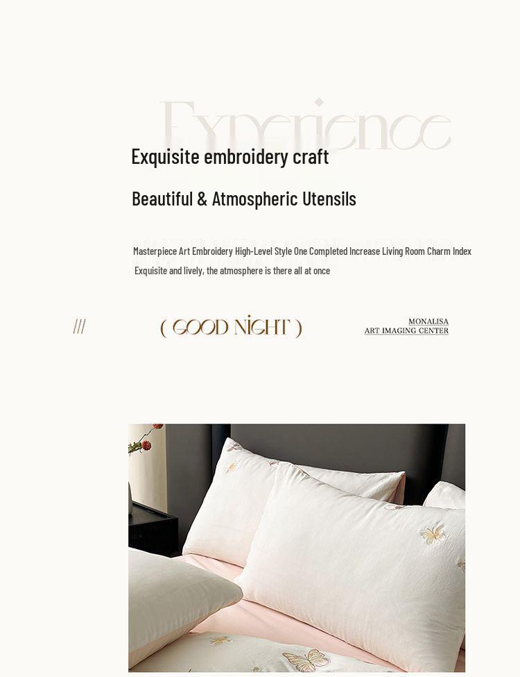 G5Z Light Luxury Embroidery Soft Cotton Bedding Set - Duvet Cover, Fitted Sheet, and Pillowcases.
