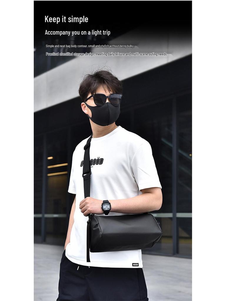 Trendy Korean-Style Retro Cylinder Crossbody Bag - Water-Resistant, Unisex Casual Shoulder Bag
