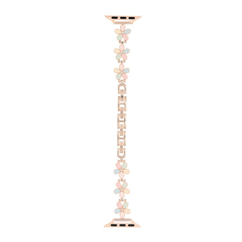 Metal Strap For Apple Watch Series 10 9 8 7 SE 6 5 4 3 2 1 42mm 41mm 40mm 38mm Five Petal Flower Bracelet Watch Band