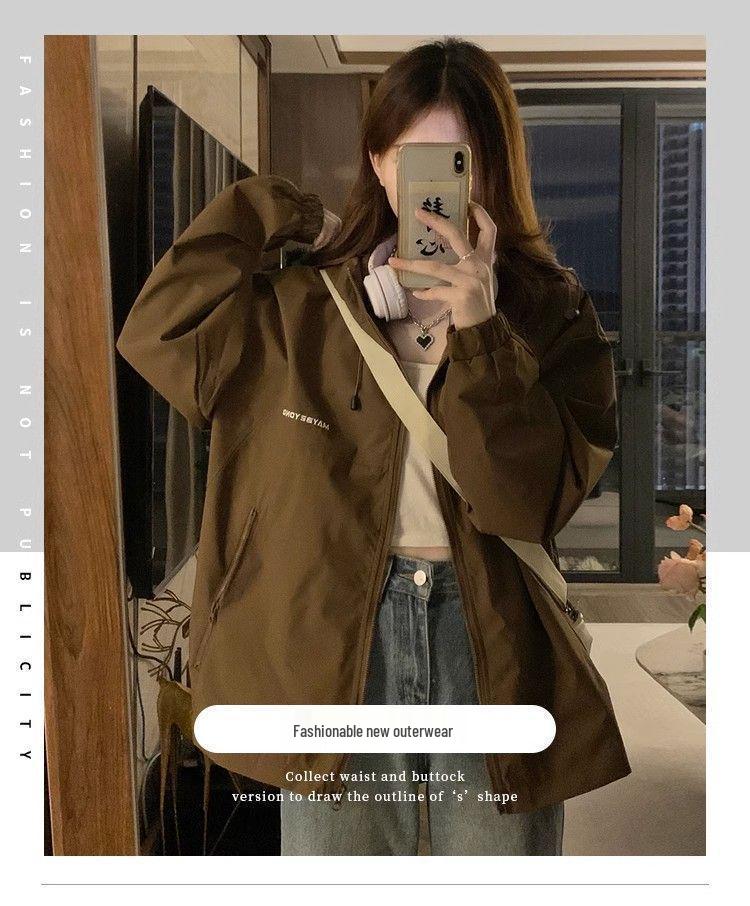 Girls' American-Style Sporty Mountaineering Jacket - Versatile, Loose Fit for Spring and Autumn