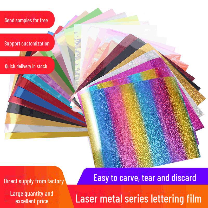 

Лазерная фантастическая металлическая пленка : Термотрансферная пленка ПЭТ в форме цветка 25x30 см для резки и нанесения надписей Color card 016 colors