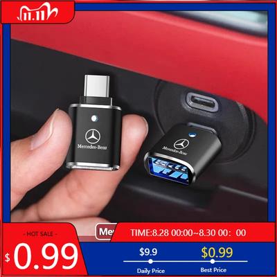 Adaptateur Chargeur Emblème de Voiture GLC GLB Type-C vers Interface USB Tête de Chargement Pour Mercedes Benz AMG GLC GLE GLK W203 W206 W220 W205