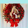 Elegant Handcrafted Red Cross Star Lantern Christmas Wreath With Jesus And Virgin Mary Festive Holiday Decor